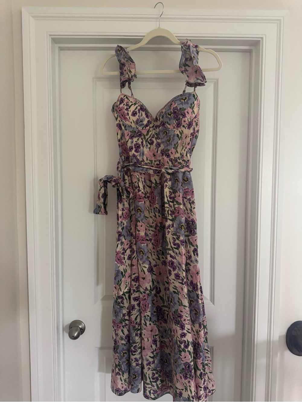 Dress Forum Floral Maxi Dress in Lavender and Pink